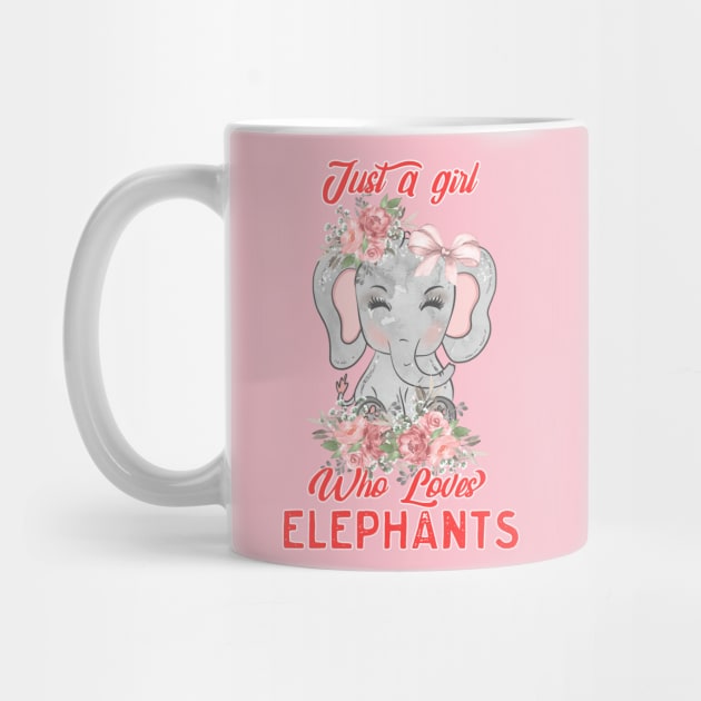 Just A Girl Who Loves Elephants, Cute Elephant Boho Design T-Shirt by g14u